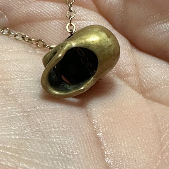 Gold hand carved skull necklace. - Picture 3 of 5